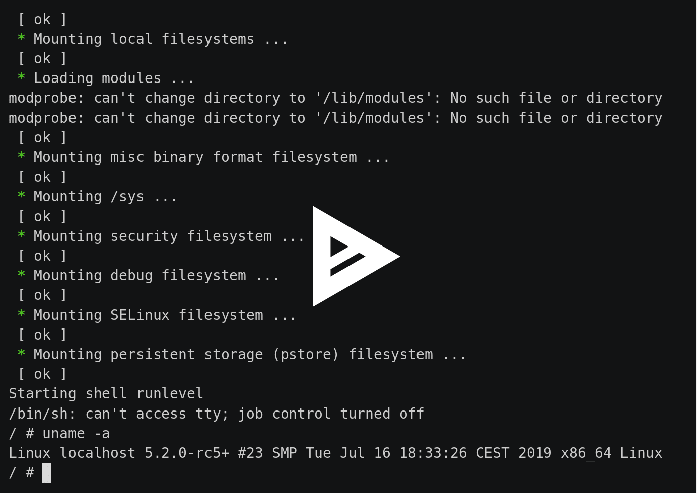 Figure 3: Booting a Firecracker-compatible “micro VM” with QEMU Figure 3: Booting a Firecracker-compatible “micro VM” with QEMU